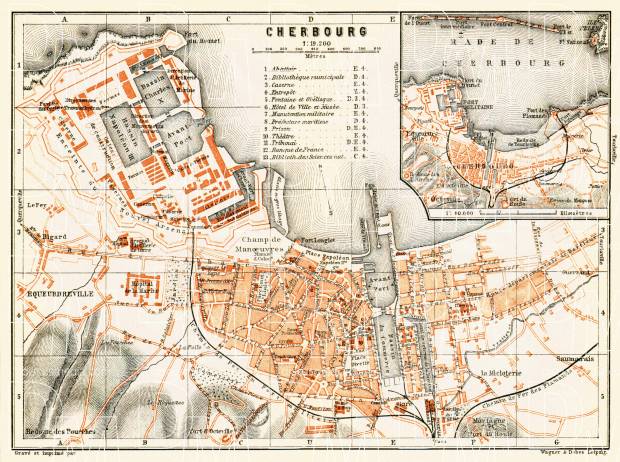 Old map of Cherbourg in 1910. Buy vintage map replica poster print or ...