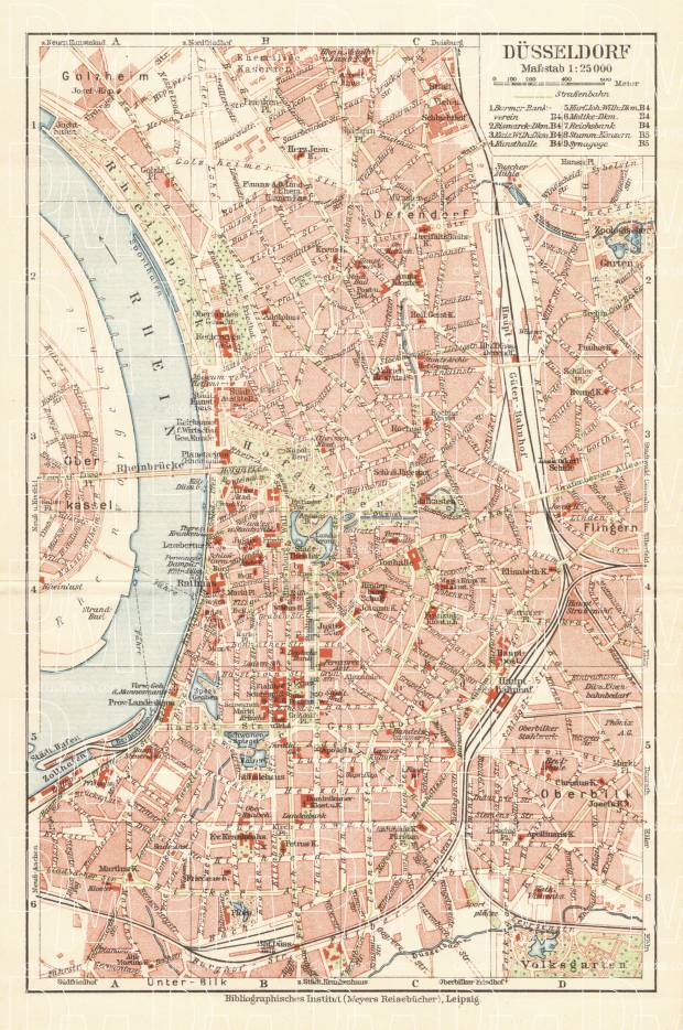 Old map of Düsseldorf in 1927. Buy vintage map replica poster print or ...