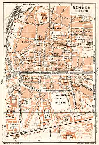 Rennes city map, 1909