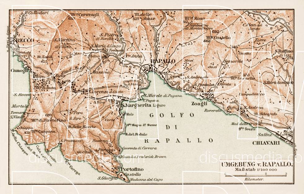 Old map of Rapallo, in 1903. Buy vintage map replica poster print or ...