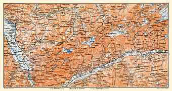 Rhine Valley, Geneve Lake and Valley of Lotsch map, 1897