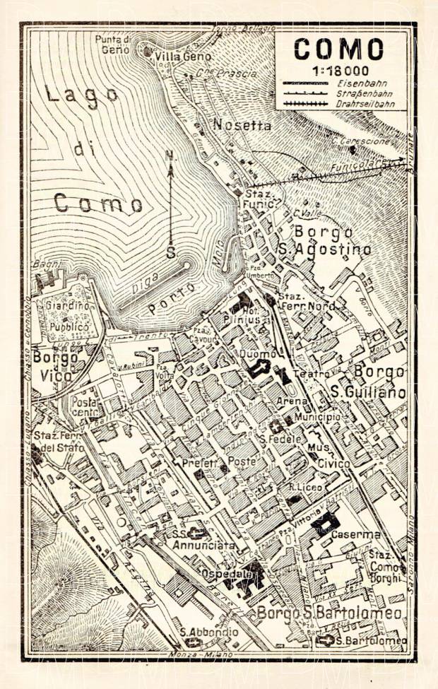 Old map of Como in 1929. Buy vintage map replica poster print or ...