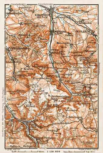 Map of the Southern environs of Kirchheim unter Teck, 1909