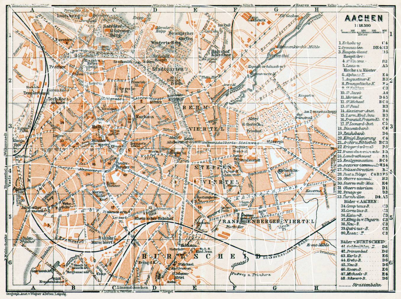 Old map of Aachen in 1906. Buy vintage map replica poster print or ...