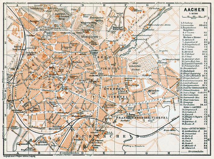 Aachen city map, 1906