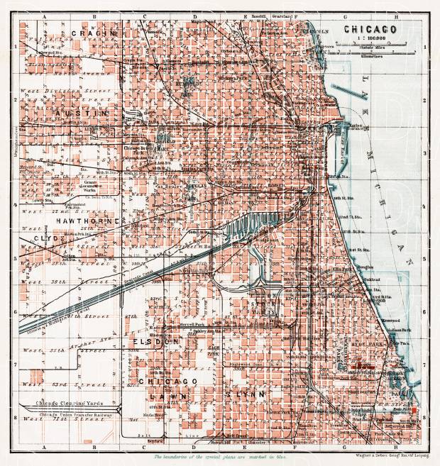 Old map of Chicago in 1909. Buy vintage map replica poster print or ...