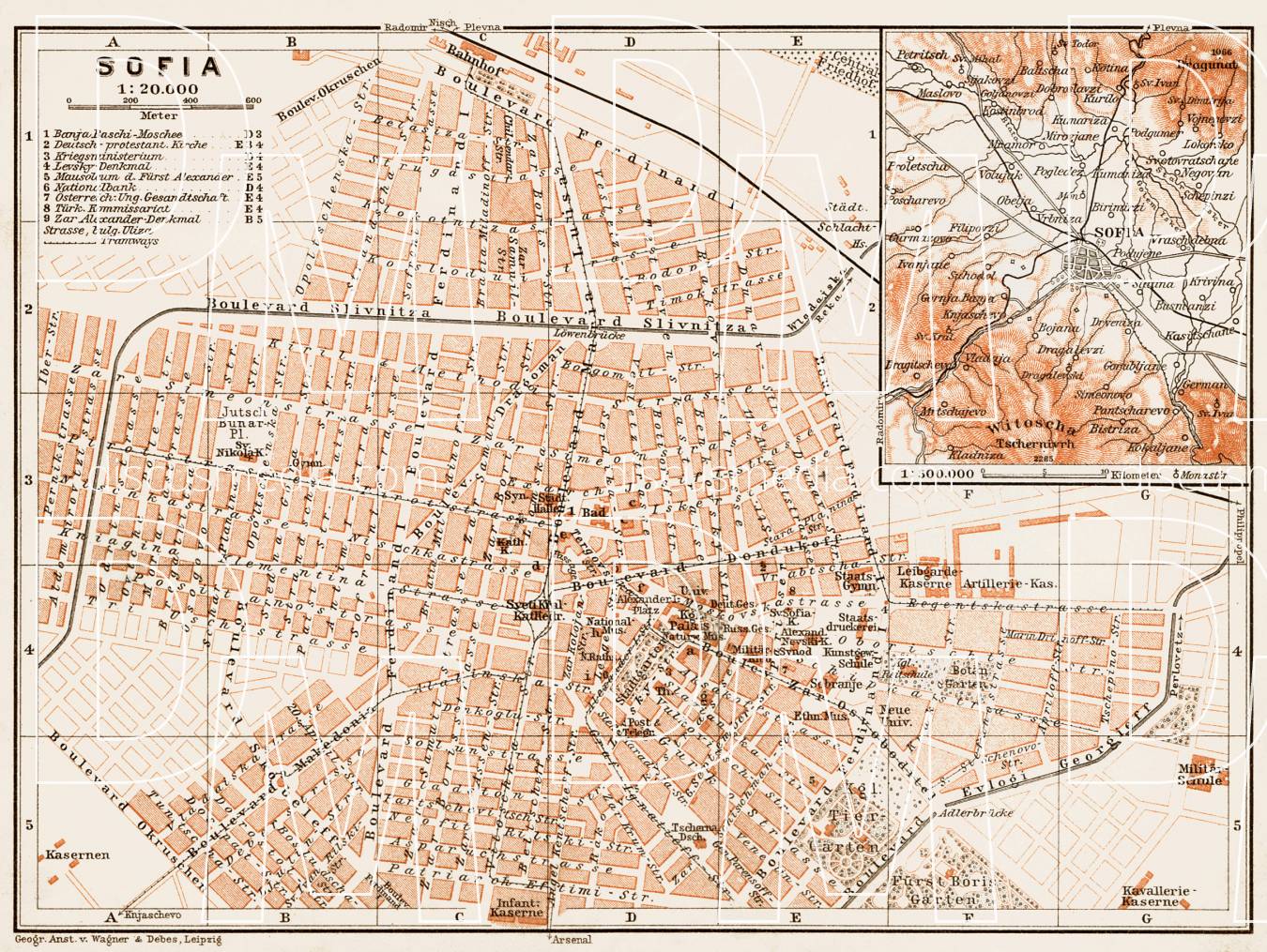 Old map of Sofia in 1914. Buy vintage map replica poster print or ...