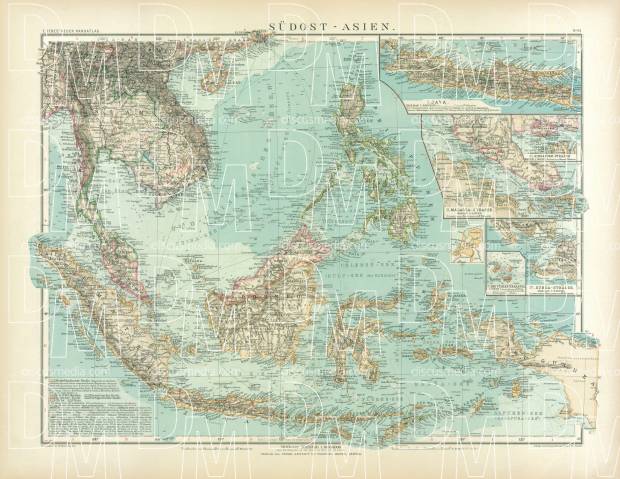 Old map of the Southeast Asia in 1905. Buy vintage map replica poster ...