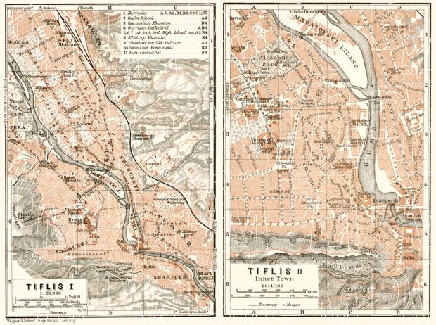 Old map of Tiflis (Tbilisi) in 1914. Buy vintage map replica poster ...