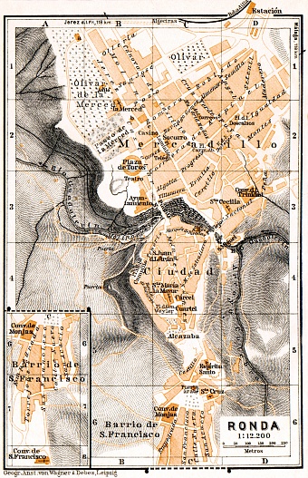 Ronda city map, 1929