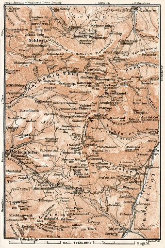 Sciliar Mount and Catinaccio Group map, 1906