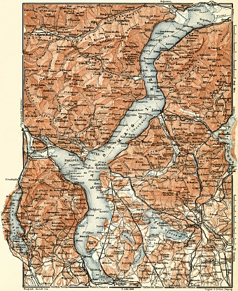 Maggiore Lake and d´Orta Lake nearer environs map, 1913