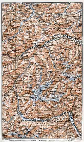 Map of the Ötztal (Alpi Venoste), Stubai (Alpi dello Stubai) and Ortler (Ortles-Cevedale) Alps, 1910