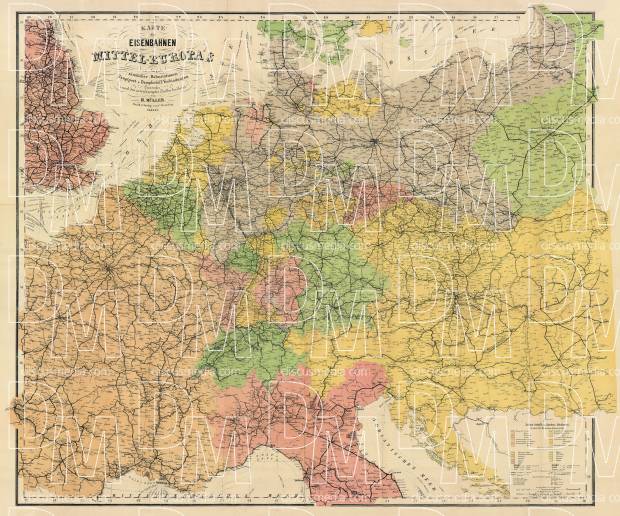 Netherlands map of the central Europe, 1884. Use the zooming tool to explore in higher level of detail. Obtain as a quality print or high resolution image